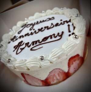 Gâteau anniversaire Fraisier l'atelier sucré de Nathalie à Toulon, région Sud PACA, Provence.