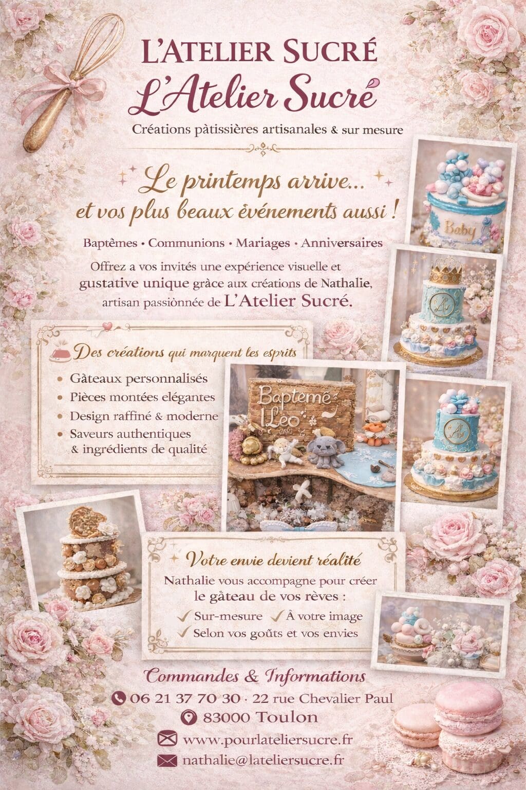 Gâteaux Evénement à Toulon L'Atelier Sucré de Nathalie