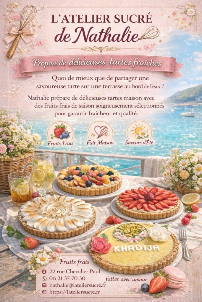 Les tartes fraîches de Nathalie à Toulon l'atelier sucré